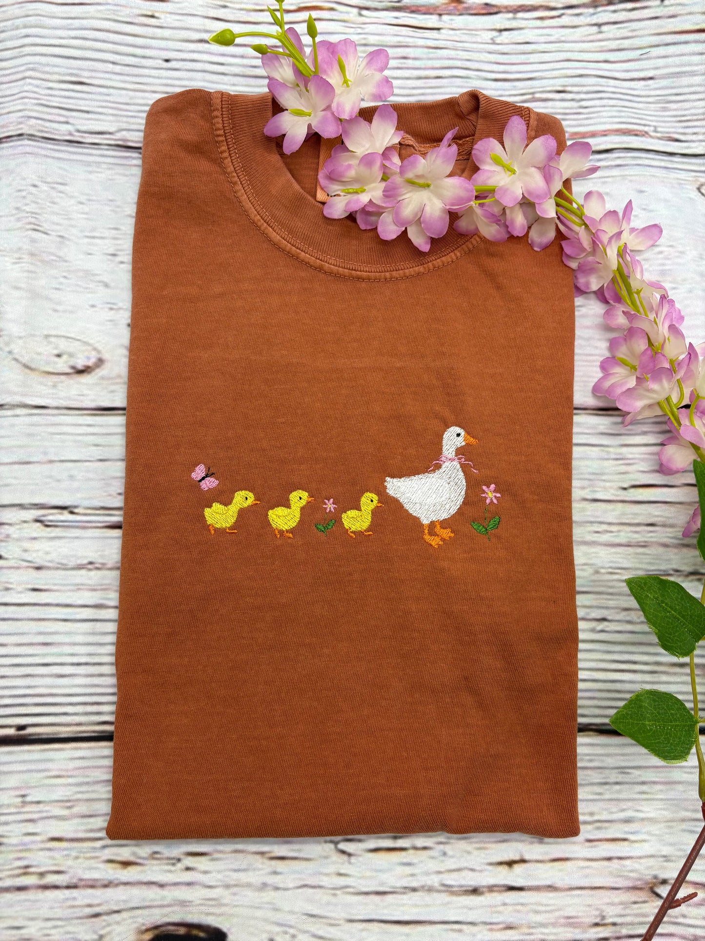 Geese and Ducks Embroidered T-shirt