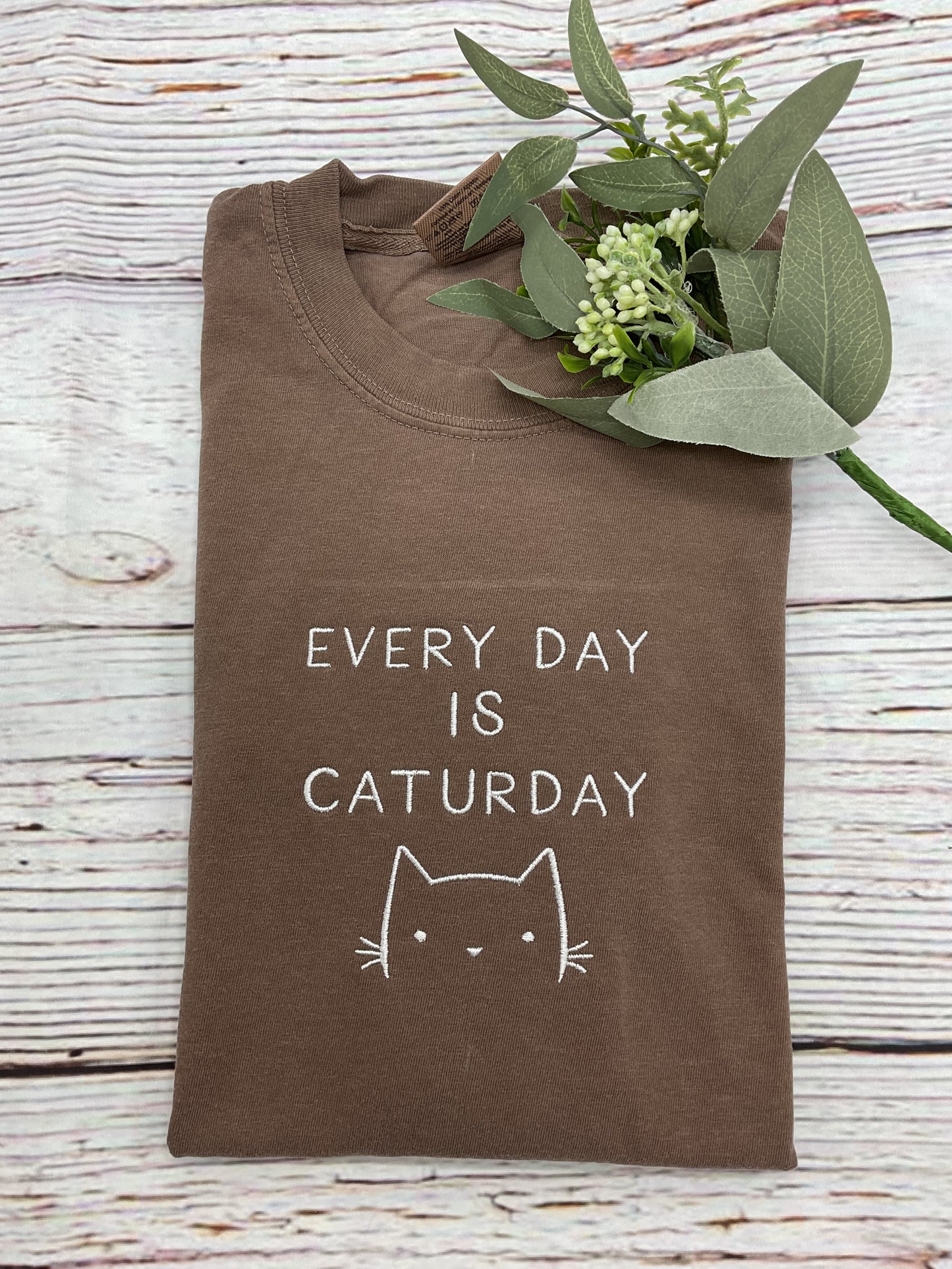 Every Day is Caturday Embroidered T-shirt