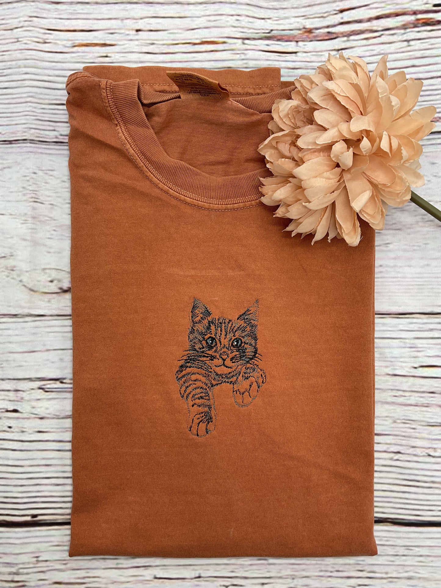 Tabby Cat Embroidered T-shirt