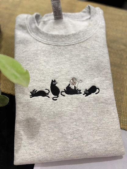 Cats n Yarn Embroidered Sweatshirt