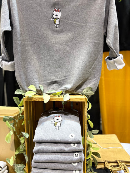 Dandan Cat Embroidered Sweatshirt