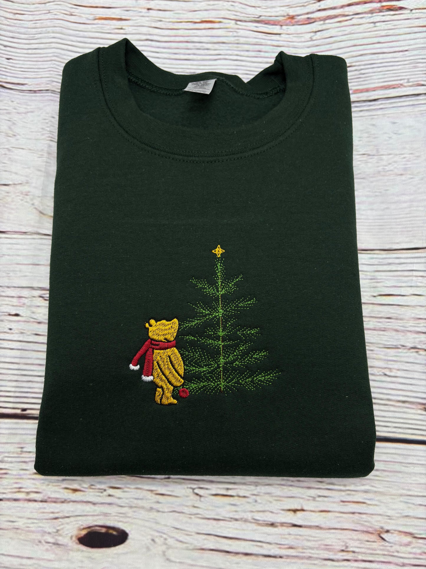 Pooh Bear Christmas Embroidered Sweatshirt
