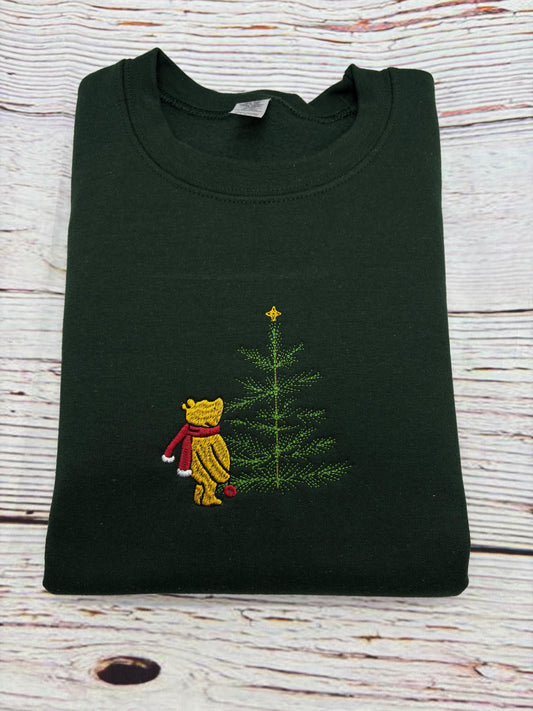 Pooh Bear Christmas Embroidered Sweatshirt